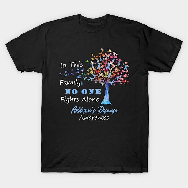 Addison's Disease Awareness No One Fights Alone, Tree Ribbon Awareness T-Shirt by DAN LE